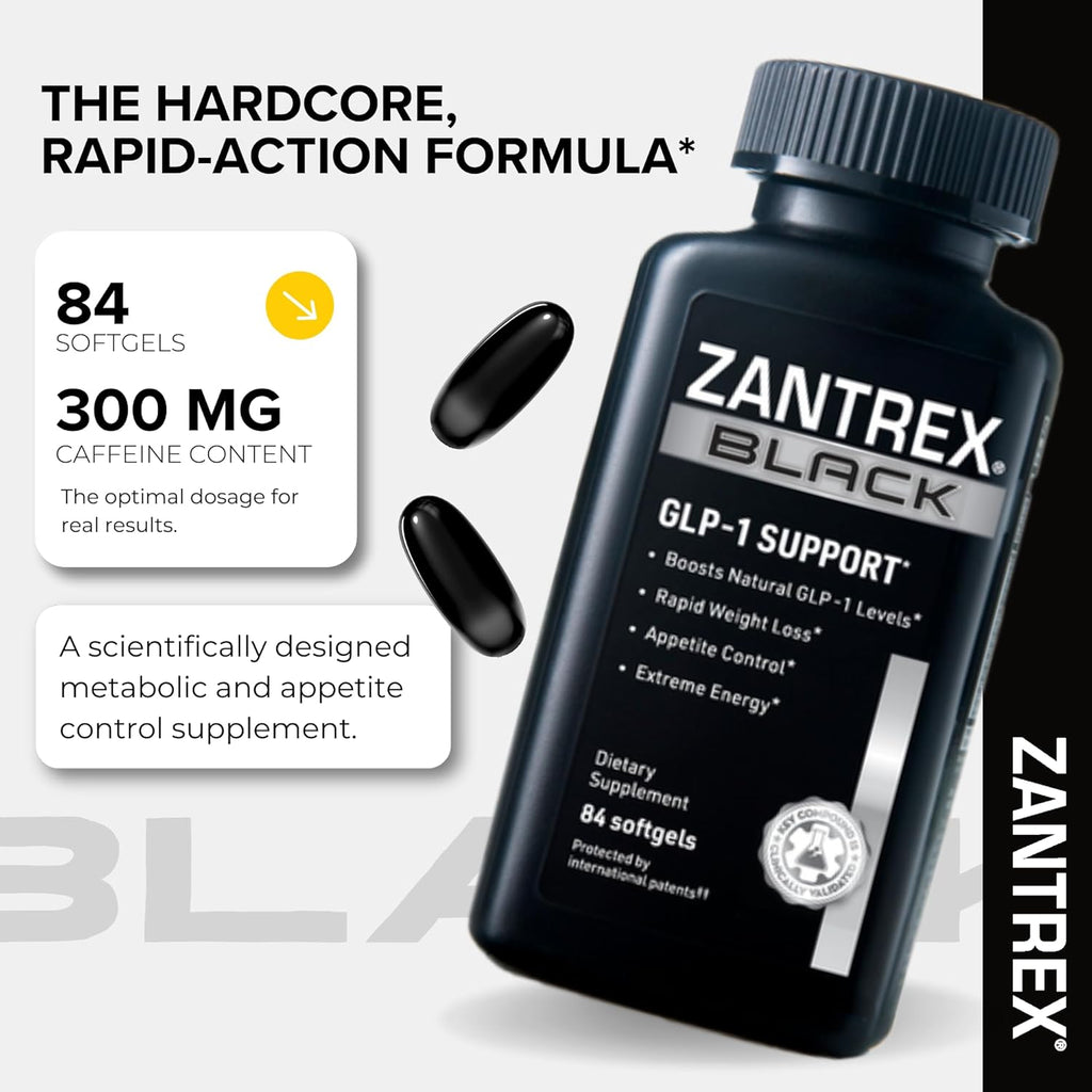 Zantrex Black – Naturally Boost GLP-1 & Metabolism Support | Appetite Suppressant, Thermogenic Energy, Weight Loss Formula | 84 Pills