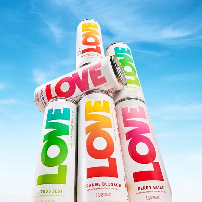 Be LOVE Balanced Electrolyte Beverage with Magnesium, Potassium & Sodium - Purified Still Beverage for Daily Hydration, Exercise, Work & Wellness- Zero Sugar, Gluten Free (Citrus Zest, 12oz x 12ct)