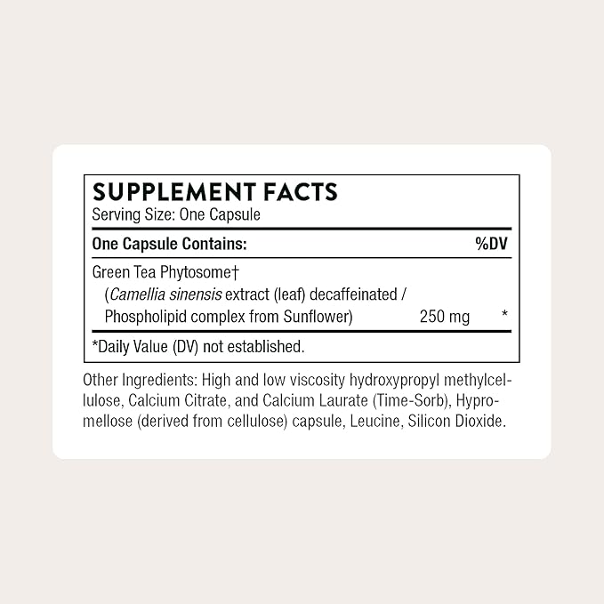 THORNE - Green Tea Phytosome - Antioxidant, Liver Protective, and Metabolic Benefits* of Green Tea Without The Caffeine - 60 Capsules