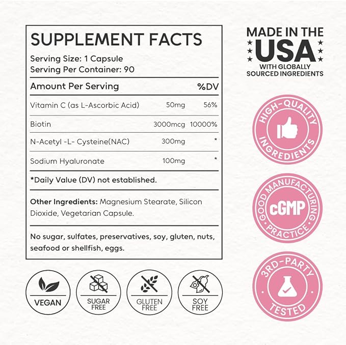 Women's Skin & Beauty Complex, Skin Brightening, Hair, Skin & Nails Health, Cellular Health, Antioxidant Support, Vegan, Non-GMO, Made in USA, 90 Servings