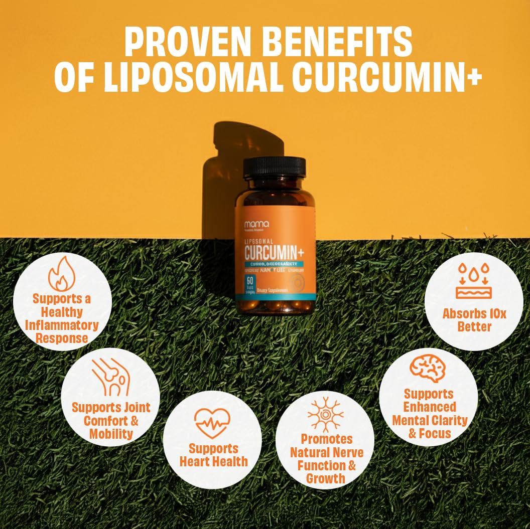Manna Vitamins Evolved Liposomal Curcumin+ Softgels for Advanced Absorption Best Turmeric Supplement for Daily Joint & Immune Health Support - Non-GMO, 500mg Curcuminoids (60ct)