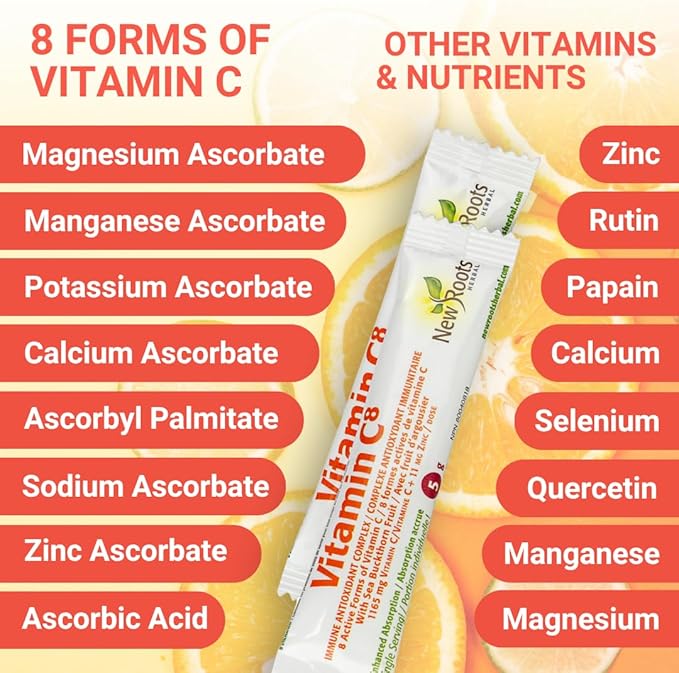 Vitamin C8 Powder Immune Support (30 Sachets) Delicious drink with 8 Different Forms of Vitamin C, Electrolytes, Bioflavonoids & Green Tea for Maximum Absorption & Antioxidant Defense