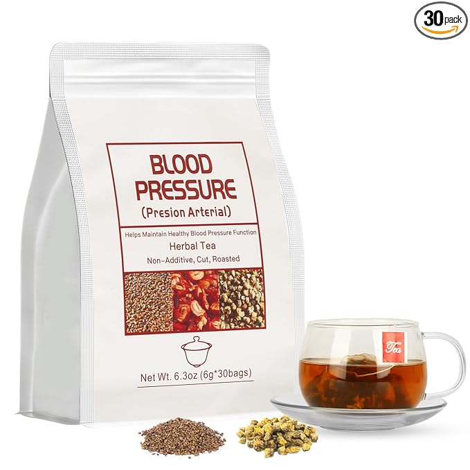 Blood Pressure Tea Bags，Heart Functional Tea，6g X 30 Bags 5.3 oz Natural Chinese Blend Herbal Tea, Gluten Free,Caffeine Free, Non-GMO