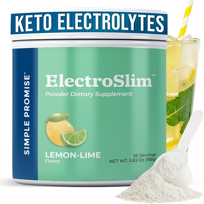 Simple Promise ElectroSlim - Sugar-Free Electrolyte Powder Hydration Support with Essential Electrolytes - No Sugar Formula for Daily Energy Balance - Lemon Lime Flavor