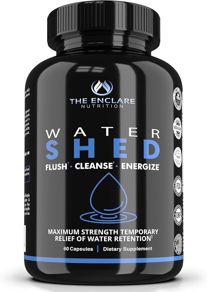 Water Pills Diuretic Water Retention - Liver Detox, Kidney Cleanse, Weight, Swelling Legs & Feet, Edema, Bloating Relief, Fluid Balance - Dandelion Vitamin B6 Green Tea Watershed Max Strength 60ct (1)