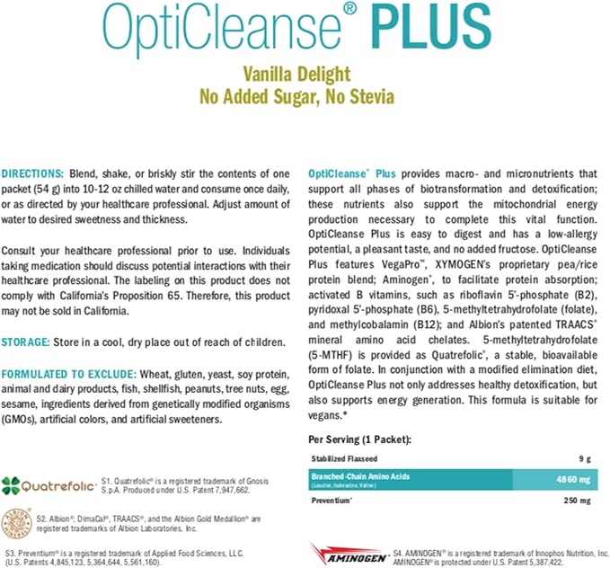 XYMOGEN OptiCleanse Plus - Vegan Protein Shake with Vitamins, Minerals & Amino Acids to Support Detox - Energy, Liver Detox + Healthy Hormone Metabolism Support - Vanilla Delight (10 Packets)