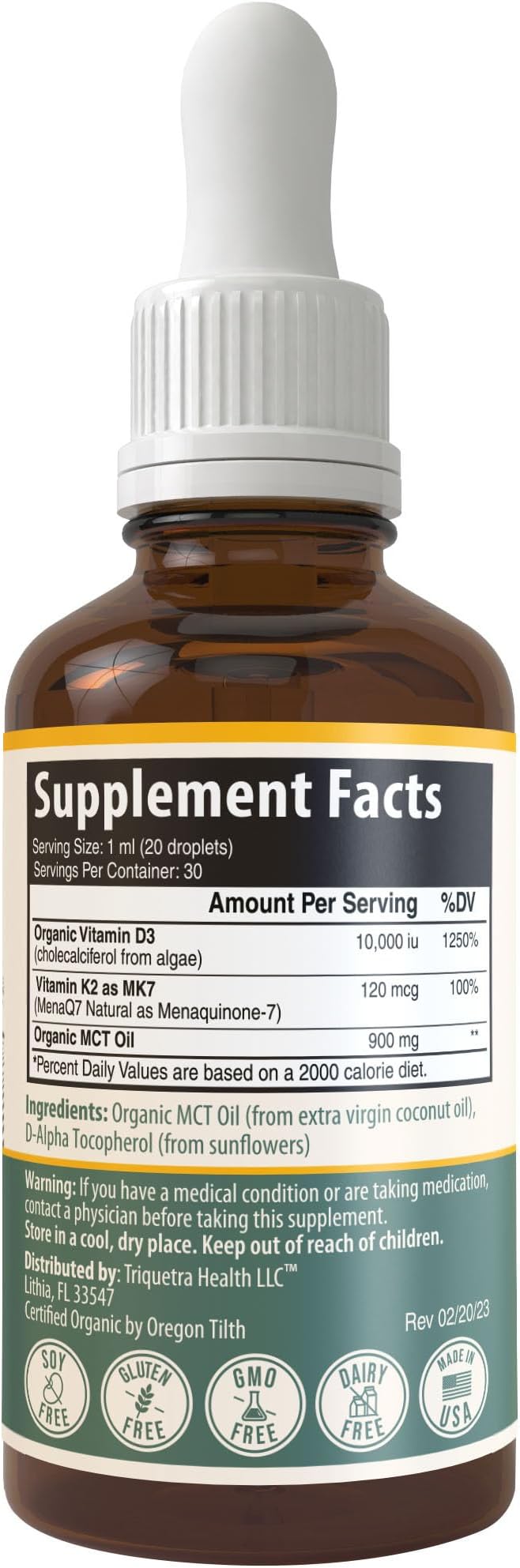 Organic Plant D3 K2 vitamin 10000 iu - AllTrans MK7 from MenaQ7 (120 mcg K2) - 100% Organic & Plant-Based Sublingual D3 Drops 10,000 iu (Cholecalciferol), Vegan - Supports Immunity, Bone, Brain 3-Pack
