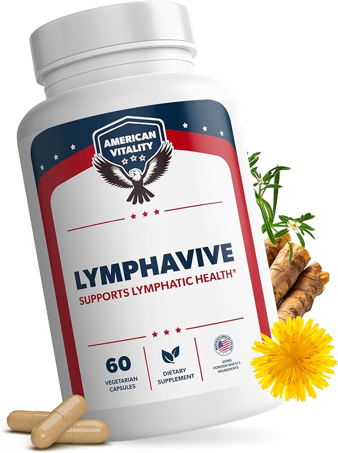 LymphaVive Lymphatic Drainage Supplements for Men & Women - Lymphatic Support with Bromelain, Echinacea, Burdock Root, Dandelion, Rutin, Kelp - 60 Capsules