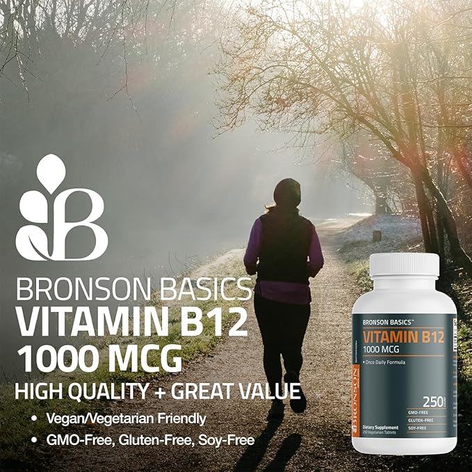 Bronson Vitamin B12 1000mcg Once Daily Formula Non-GMO, 250 Vegetarian Tablets