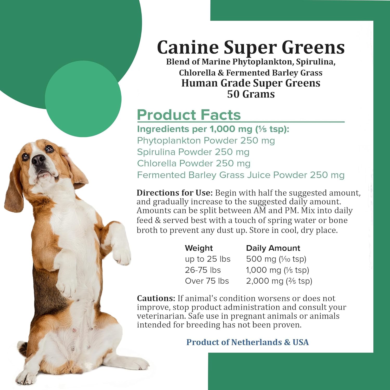 HOLISTIC BIN Canine Super Greens - Plant-Based Nutritional Dog Multivitamin - Essential Vitamins and Supplement for Dogs - Supports Skin, Coat, Bone Health, & Digestive Health for Pet Health (50g)