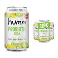 Humm Sparkling Probiotic Lemon Lime Soda, Zero Sugar, Zero Calorie, 2 Billion Probiotics, Vitamin C, D, and B12, 12 fl oz (Pack of 12)