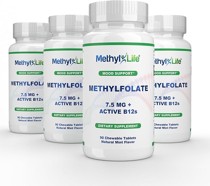 Methyl-Life Pure L-Methylfolate 7.5mg, 3 Months Supply. Pharmaceutical Grade, Professional Strength Active Methyl folate & B12 (as Both Hydroxy B12 and Adenosylcobalamin). Non-GMO. Gluten Free