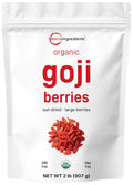 Organic Goji Berries, 32 Ounces | 100% Natural Sun-Dried Whole Fruit | Sulfate & Additive Free | Large Berry Form, Great Flavor for Drinks, Snacks, & Beverages | Non-GMO & Vegan