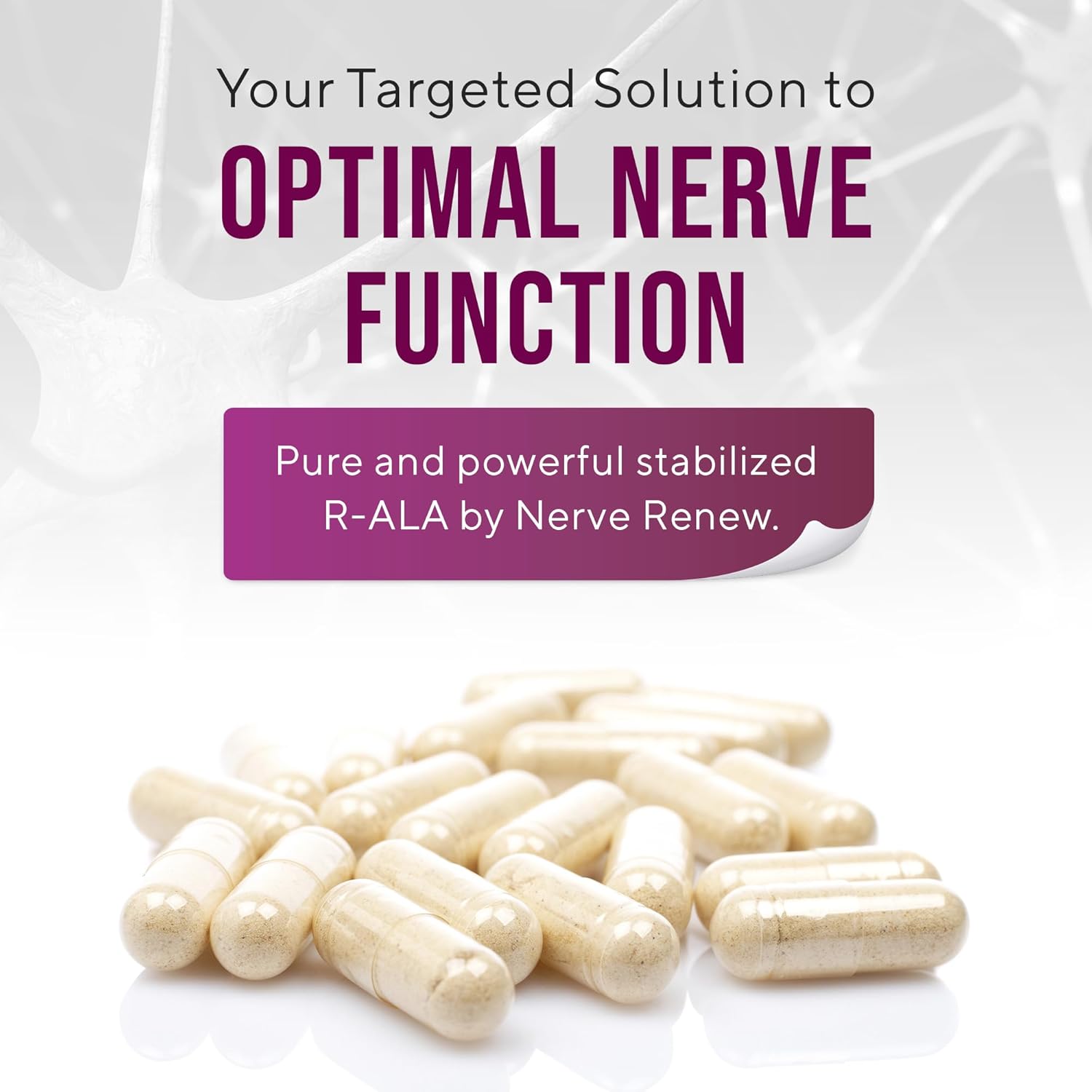 NERVE RENEW R-ALA Stabilized R Alpha Lipoic Acid 600mg Nerve Support Supplement 3 Pack
