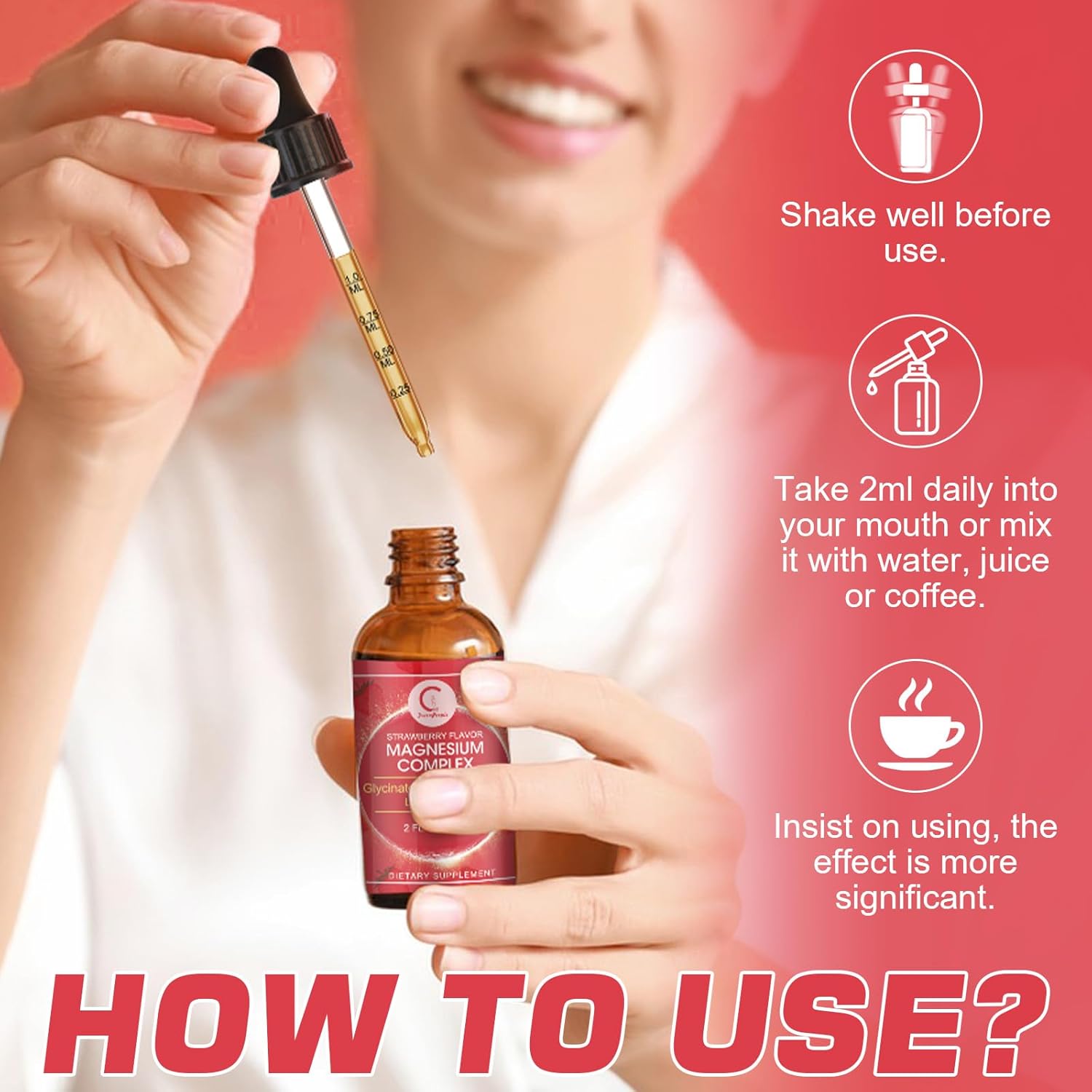 (2 Pack) Magnesium Glycinate Liquid Drops with Citrate & Taurate,Triple Magnesium Complex Supplement with Calcium, Potassium for Energy, Sleep, Muscle, Immune, Sugar Free, Strawberry Flavor, 4 Fl OZ