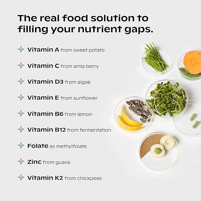 wholier Supergreens Multi, Daily Greens, Plant-Based Multivitamin for Women + Men, Whole Food Vitamins + Minerals, Prebiotics for Gut Health, Adaptogens (60 Vegan Capsules) Glass Bottle