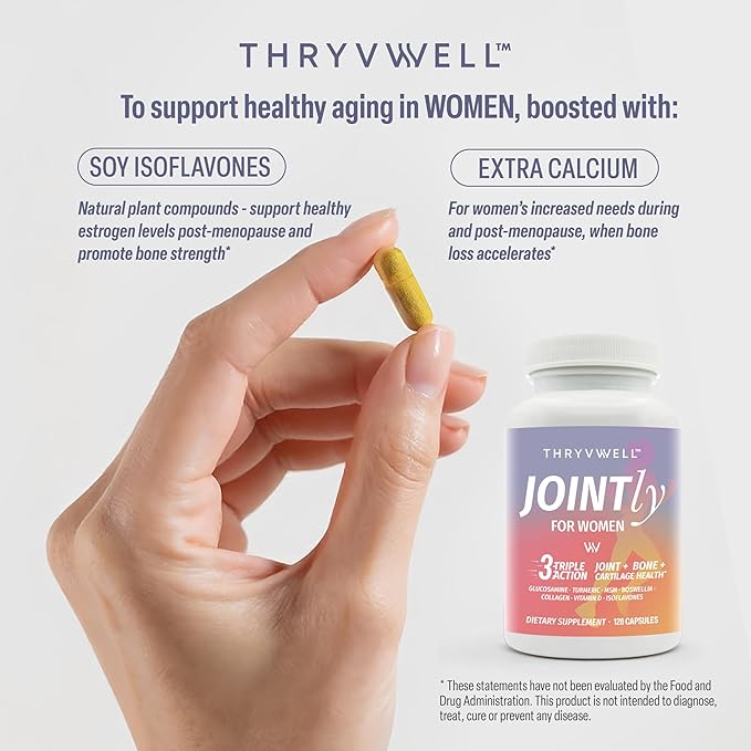 Jointly for WOMEN – All-in-one Joint Bone & Cartilage Supplement – Glucosamine Chondroitin MSM Turmeric Boswellia Collagen Vitamin D Calcium Hyaluronic Acid Magnesium & Isoflavones – 120 Capsules