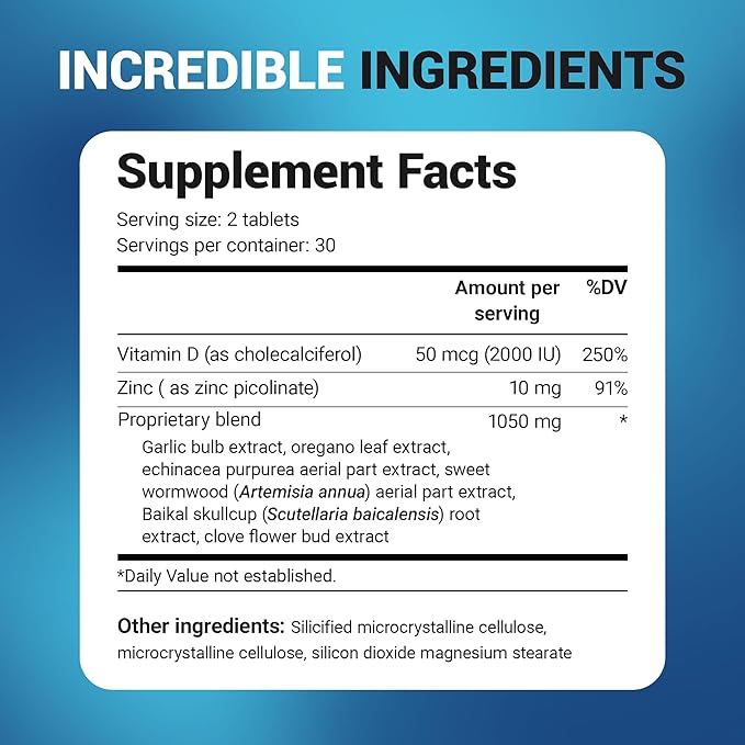 Dr. Berg Emergency Immune Support w/Echinacea - Potent Blend of Herbal Extracts (Warning: Strong Herbal Smells) - Immune Support Supplement Includes 2,000 IUs of Vitamin D & 10mg of Zinc - 60 Tablets
