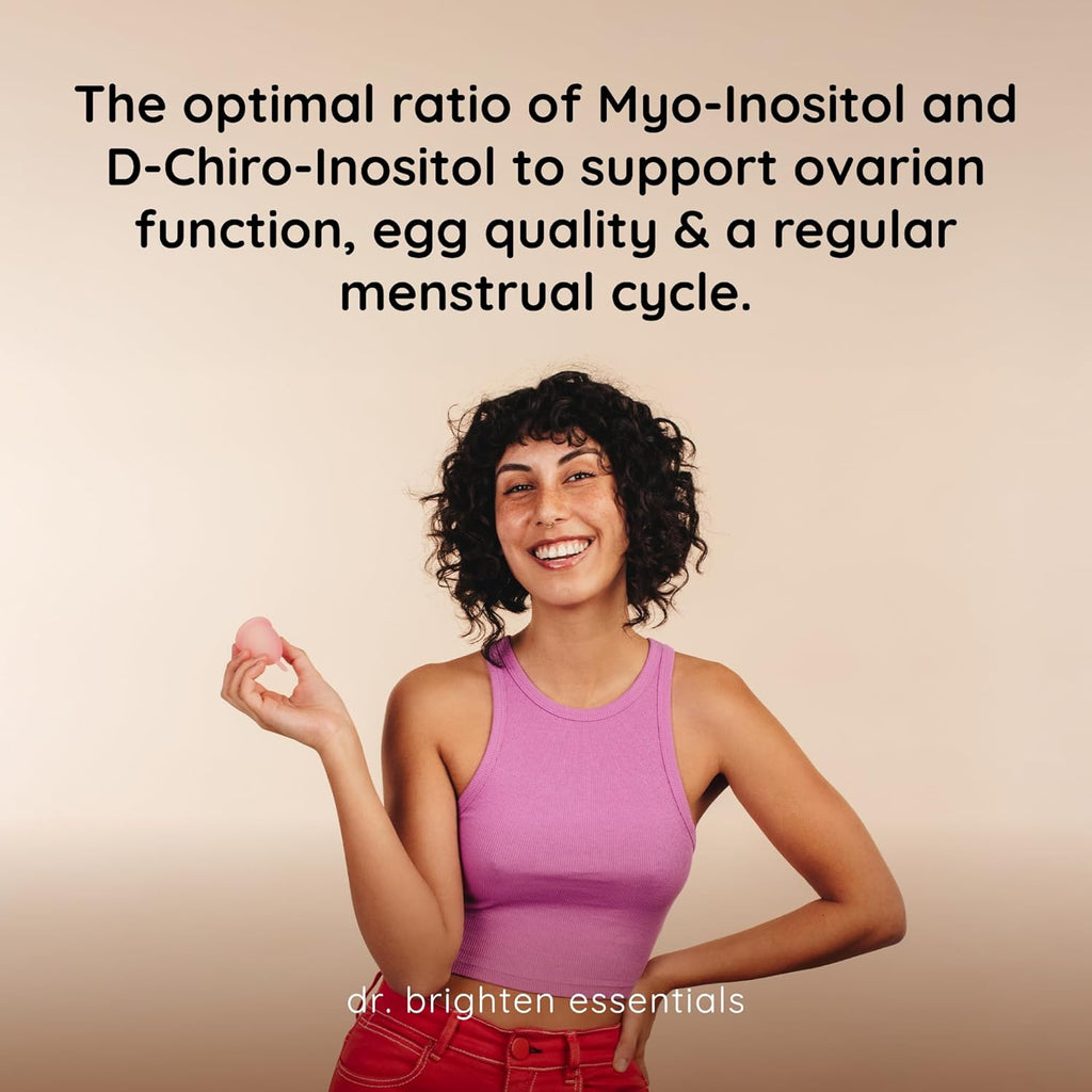 Dr. Brighten Myoinositol Plus - Doctor Formulated Ratio of Myo- and D-Chiro-Inositol to Support PCOS Symptoms, Hormone Balance, Healthy Ovarian Function, and Regular Menstrual Cycles