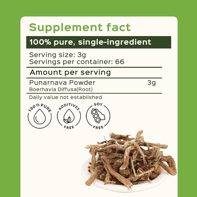 bixa BOTANICAL Punarnava Powder | Natural Detox and Fluid Balance Support | Boerhavia diffusa | 200 Grams / 7 OZ | Ayurvedic Herbal Supplement | Gluten Free, Non-GMO, Steam Treated, Vegan, 100% Pure