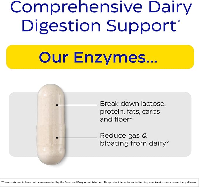 Enzymedica Lacto, Advanced Lactase Pills for Dairy Support, Helps Break Down Lactose, Casein & Fat, Dairy Relief Pills, Vegan, 180 Capsules