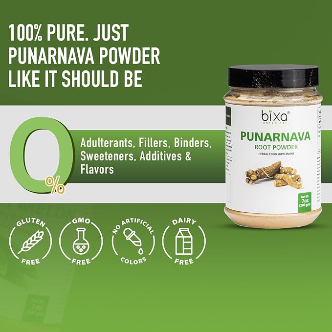 bixa BOTANICAL Punarnava Powder | Natural Detox and Fluid Balance Support | Boerhavia diffusa | 200 Grams / 7 OZ | Ayurvedic Herbal Supplement | Gluten Free, Non-GMO, Steam Treated, Vegan, 100% Pure