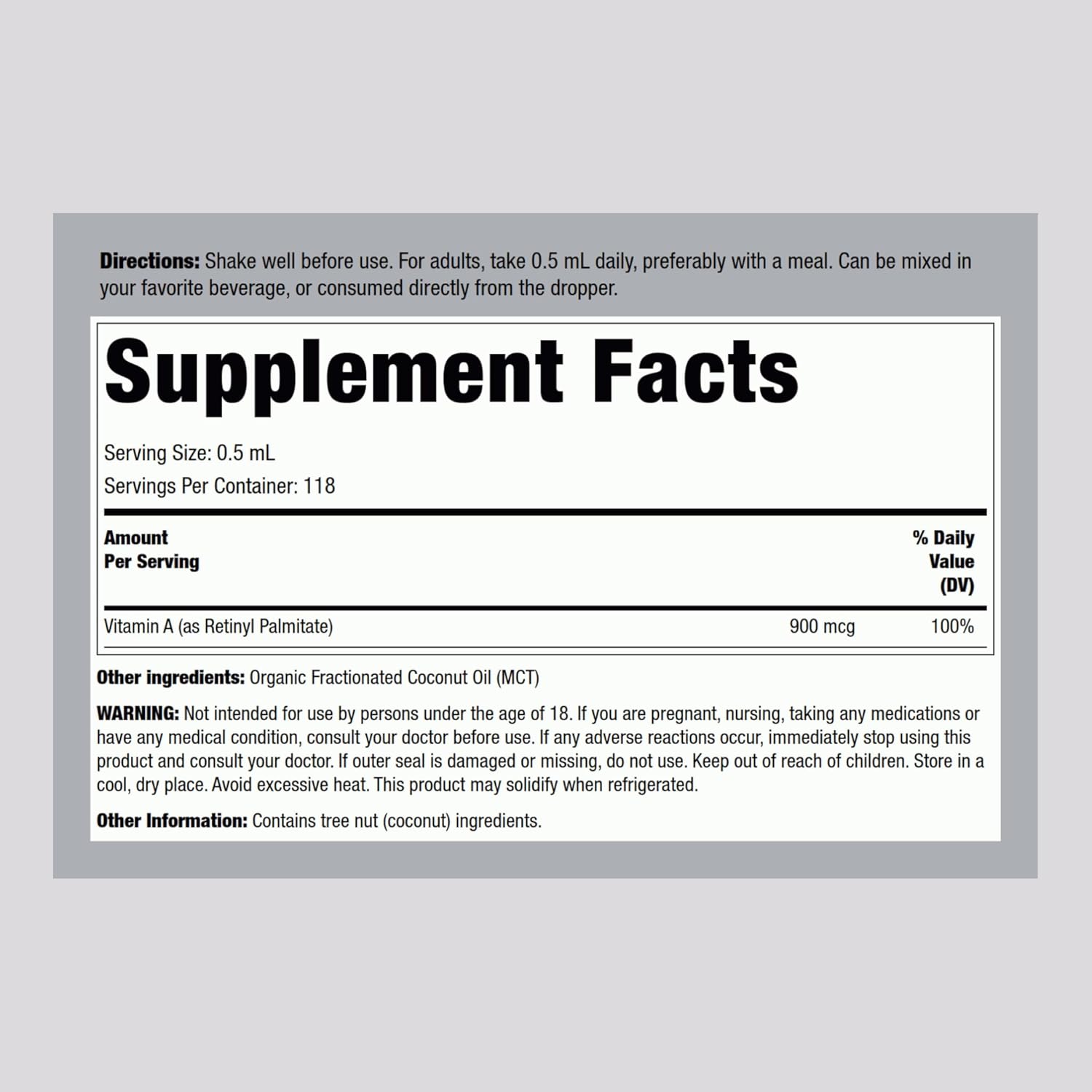 Piping Rock Vitamin A Liquid | 2 fl oz | Non-GMO, Gluten Free Supplement