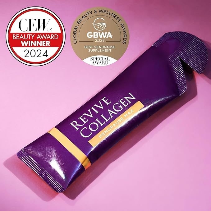 Revive Collagen Menopause Max — Hydrolyzed Marine Collagen Drink for Women, 10,000MG, Lutein, Reishi Mushroom, Vitamin B6, B12, C & D, for Skin & Eye Health, Pineapple & Coconut Flavour — 14 Sachets