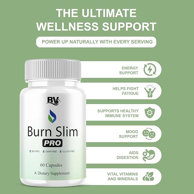 BLUE VIBE Burn Slim Pro Capsules, BurnSlim Advanced Maximum Strength Overall Health & Wellness Support Supplement, Burn Slim Premium All Natural Daily Health Support Formula (2 Pack - 120 Capsules)