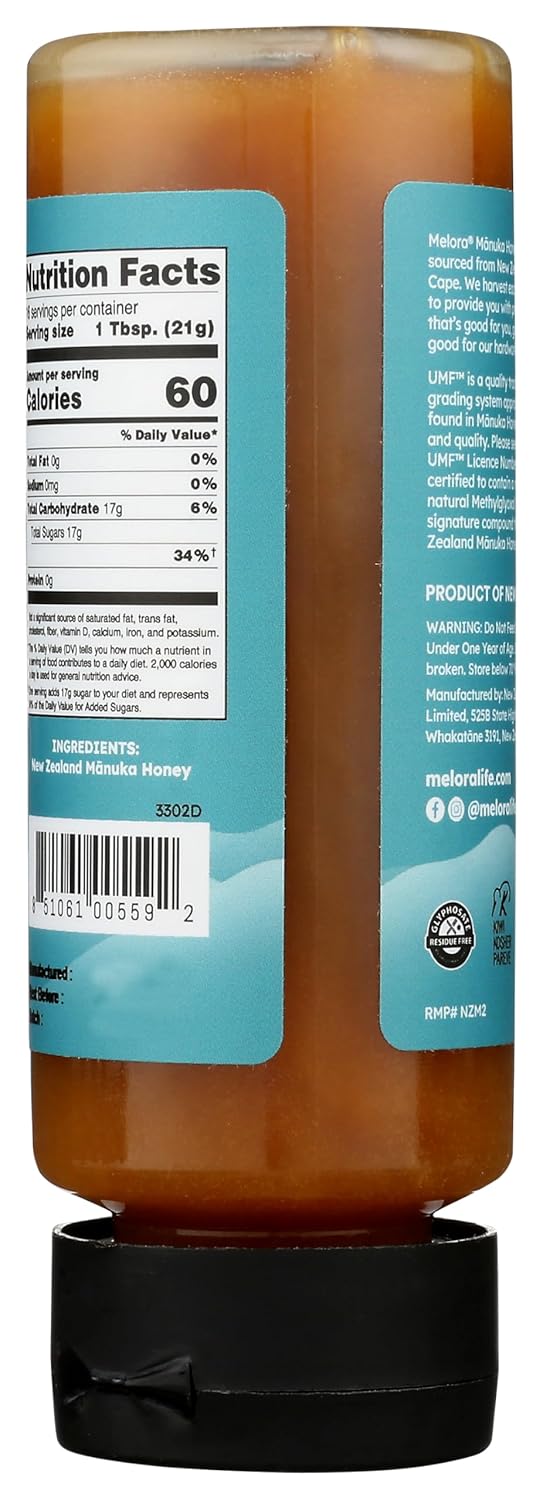 Melora Premium Raw Manuka Honey MGO 265+ (12 Oz) | Non-GMO, Gluten Free, Natural Prebiotic & Daily Wellness Support, From New Zealand, Traceable from Hive to Hand