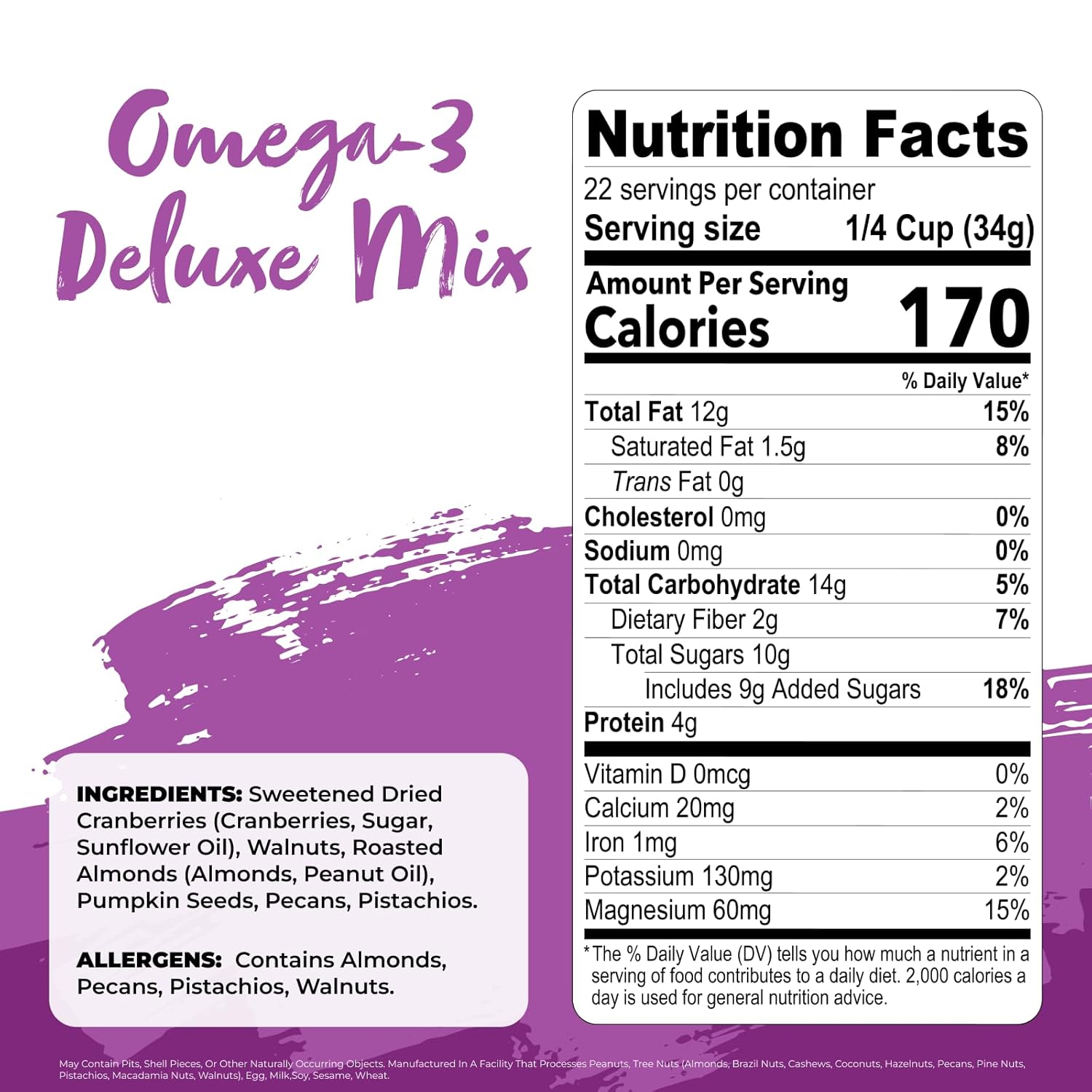 Nature's Garden Omega-3 Deluxe Mix – Power Up, Heart Healthy, Gluten Free, Antioxidant Rich, Cholesterol Free, Sodium Free, No Artificial Ingredients – 26 Oz Bag (Pack of 2)