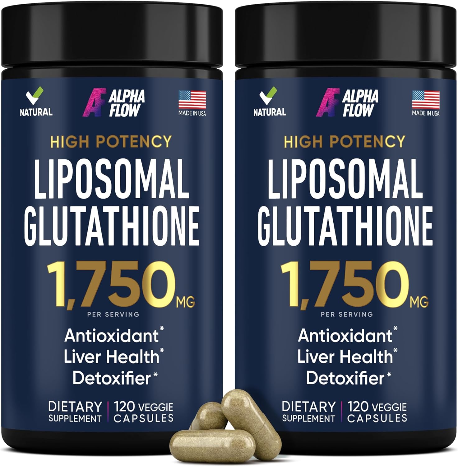 (2 Pack) Liposomal Glutathione 1100mg – High Absorption Glutathione Supplement with Vitamin C, ALA & Phospholipid Complex – Liver Function, Skin & Immune Support – 240 Vegan Capsules