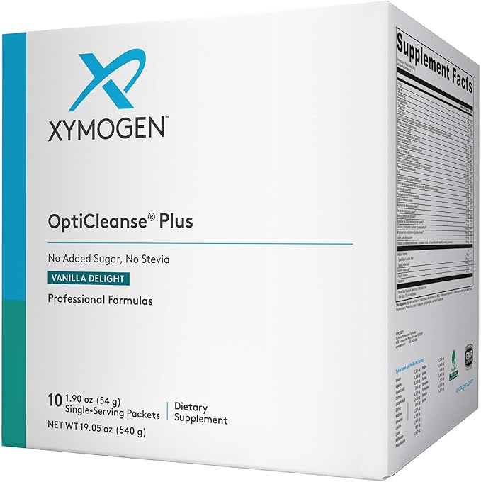 XYMOGEN OptiCleanse Plus - Vegan Protein Shake with Vitamins, Minerals & Amino Acids to Support Detox - Energy, Liver Detox + Healthy Hormone Metabolism Support - Vanilla Delight (10 Packets)