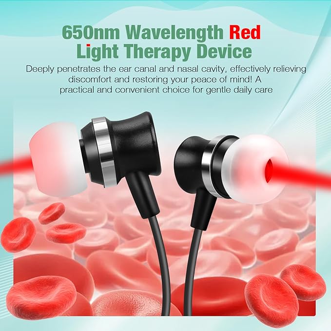 Upgraded 2-in-1 Red Light Wellness Device for Nose & Ear – 650nm LED Wearable with Red Light Therapy,Auto Timer, Supports Rechargeable,Ear Comfort,Daily Care