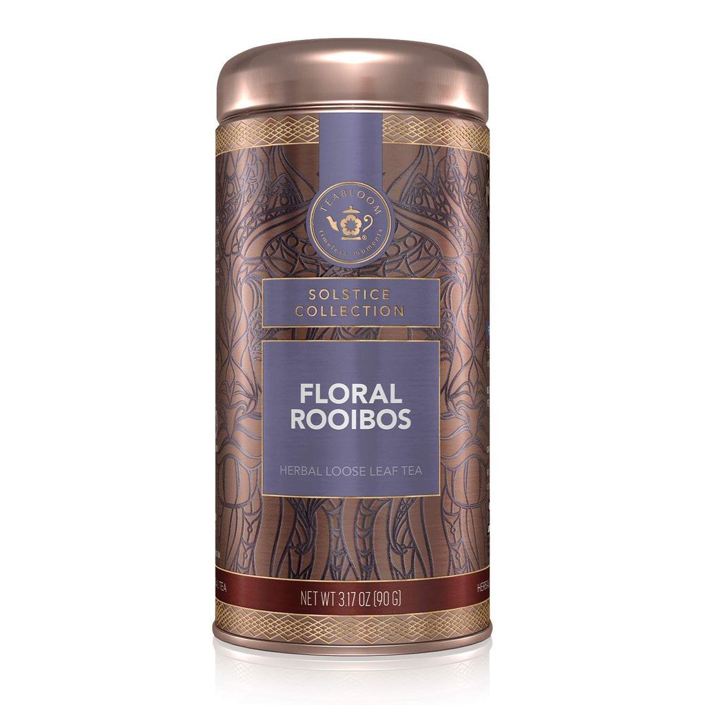 Teabloom Herbal Tea, Floral Rooibos Loose Leaf Tea, Rooibos Blend with Floral Flavors and Scent, Kosher Certified, 3.17 oz/90 g Canister Makes 35-50 Cups