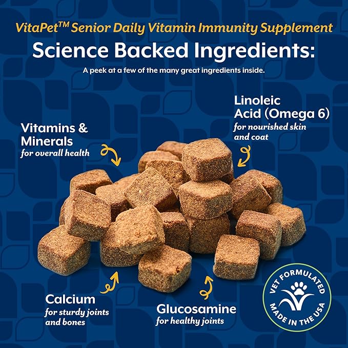 NaturVet VitaPet Senior Daily Vitamin Dog Supplements Plus Glucosamine – Includes Full-Spectrum Vitamins, Minerals – Joint Support for Older, Active Dogs – 120 Ct. Soft Chews