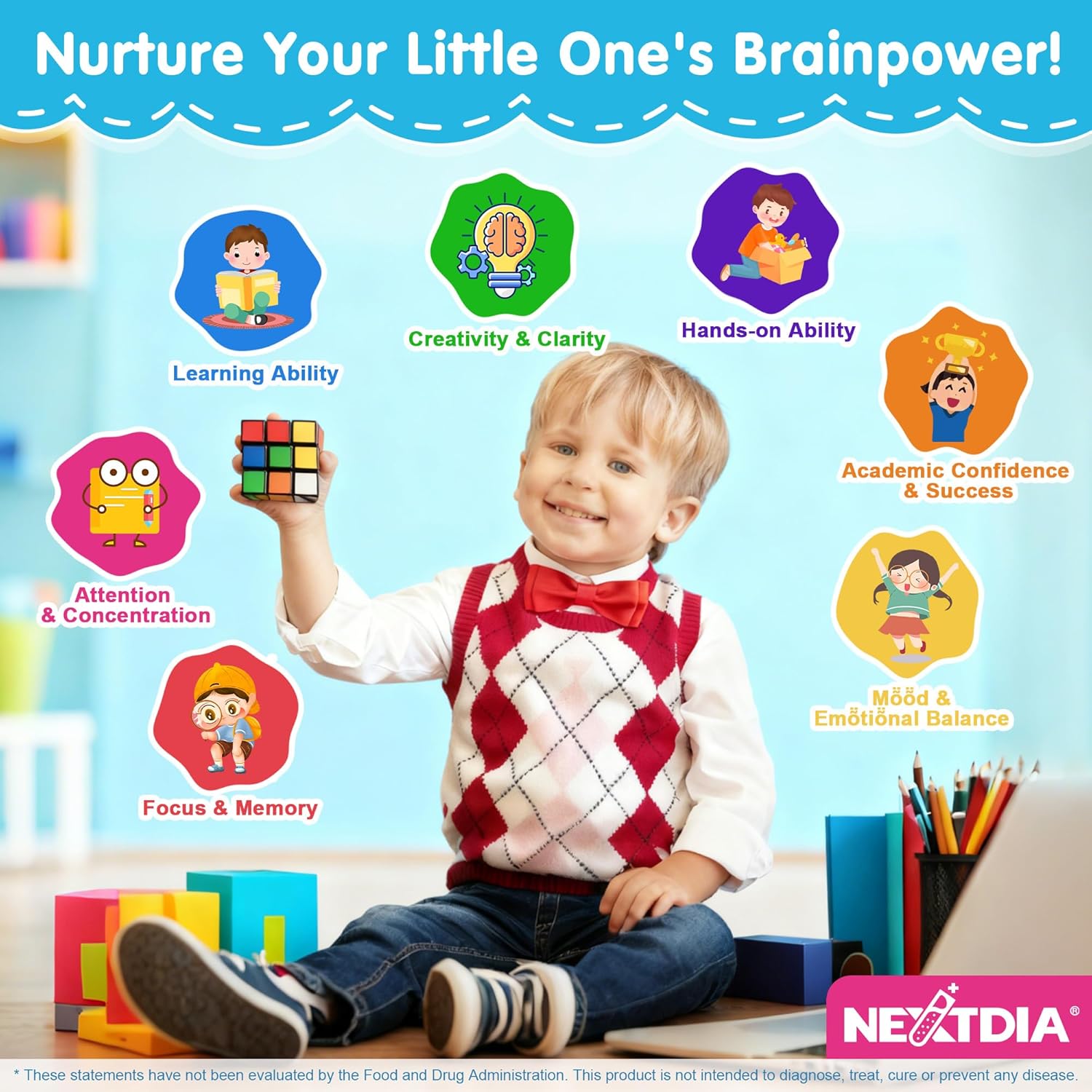 Phosphatidylserine Supplement 100mg, Focus Gummies for Kids Teens + Vitamin C & D3 400IU, Sugar Free Kids Brain Gummies Increase Attention & Concentration, Chewable, Vegan, Gluten Free, Non-GMO 60Cts
