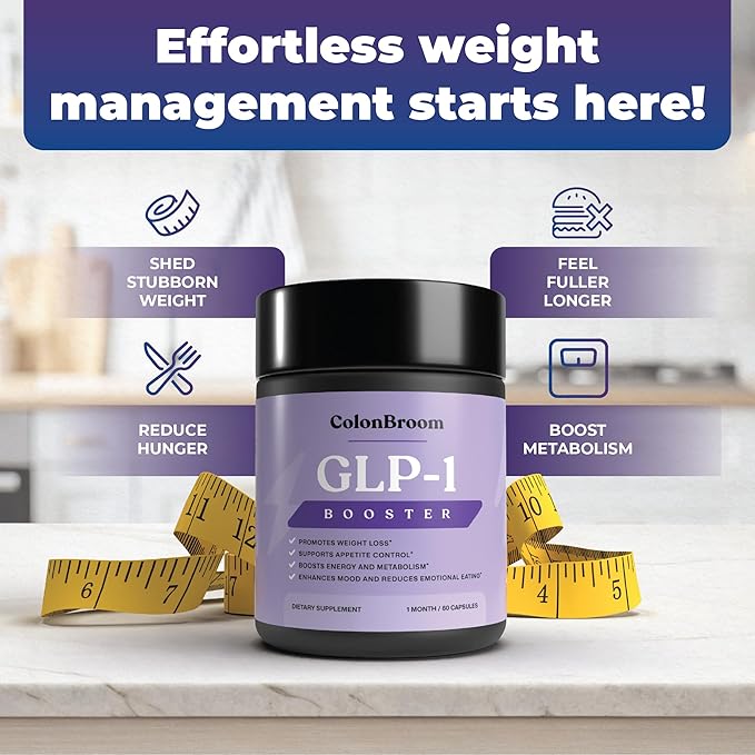 ColonBroom GLP-1 Weight Management Supplement for Women & Men - GLP1 Supports Gut Health, Metabolic Wellness & Appetite Regulation - Vegan, Gluten-Free Diet Kit Capsules | 60 Count (New Formula)