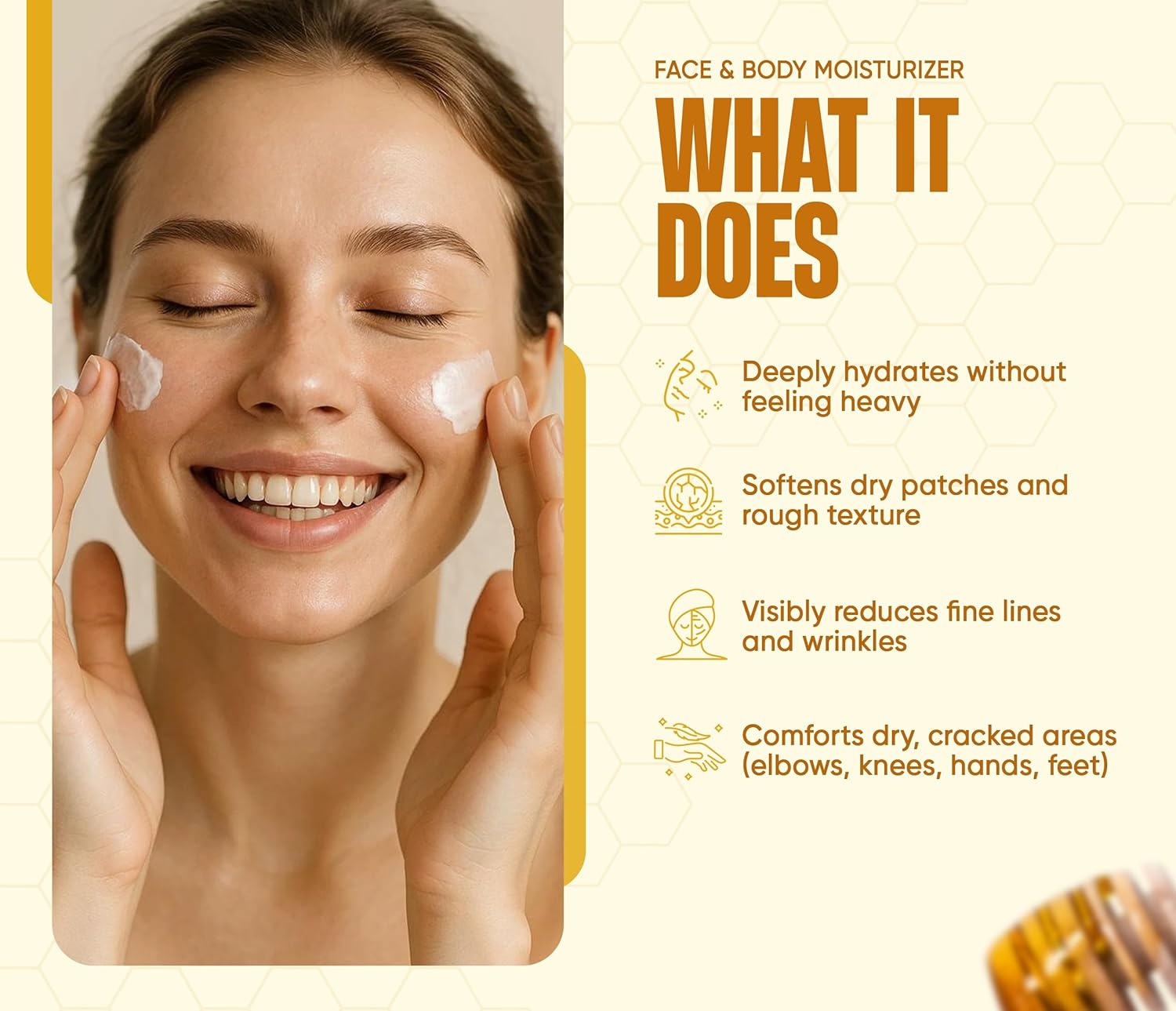 Beef Tallow for Skin with Honey - Grass Fed Beef Tallow for Face Wrinkles - Hydrating Cream Face and Body Moisturizer with Raw Honey and Olive Oil for Dry Skin, Hands, Feet - 4.4 oz