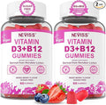 NEVISS 2Pack Vegan Vitamin D3 + Vitamin B12 Gummies, High Potency D3 5000IU & 1000 mcg Methylated B12, Vitamin D3 and B12 for Adults, Support Bone Health, Immune & Energy Supplement, 120 Count