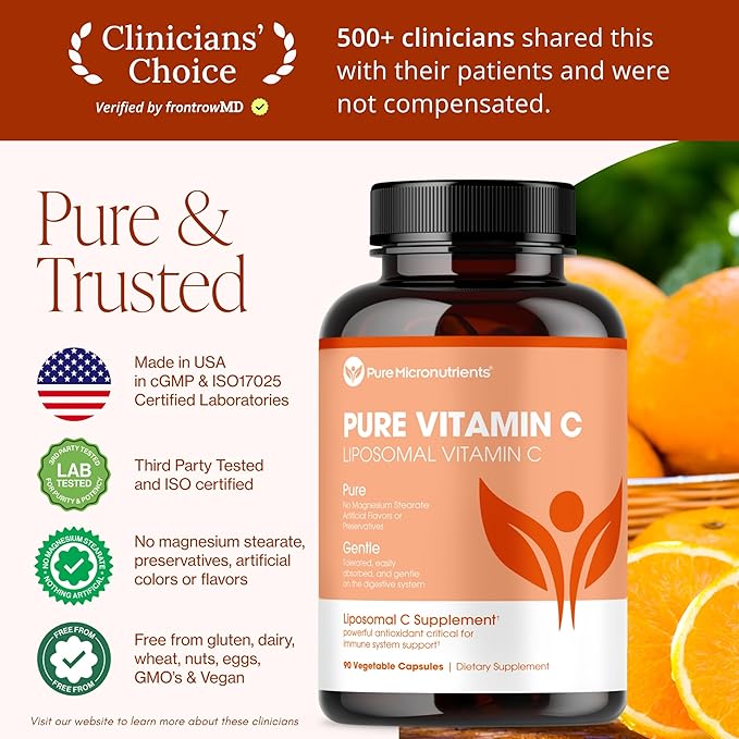 Pure Micronutrients Pure Liposomal Vitamin C - 1400mg Per Serve Supplement - 90 Capsules - High Absorption VIT C Ascorbic Acid Pills