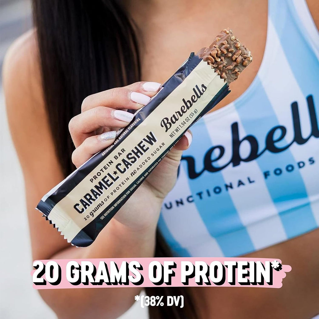 Barebells Protein Bars Caramel Cashew - 12 Count, Pack of 2 - Protein Snacks with 20g of High Protein - Chocolate Protein Bar with 1g of Total Sugars - Perfect on The Go Protein Snack & Breakfast Bars…