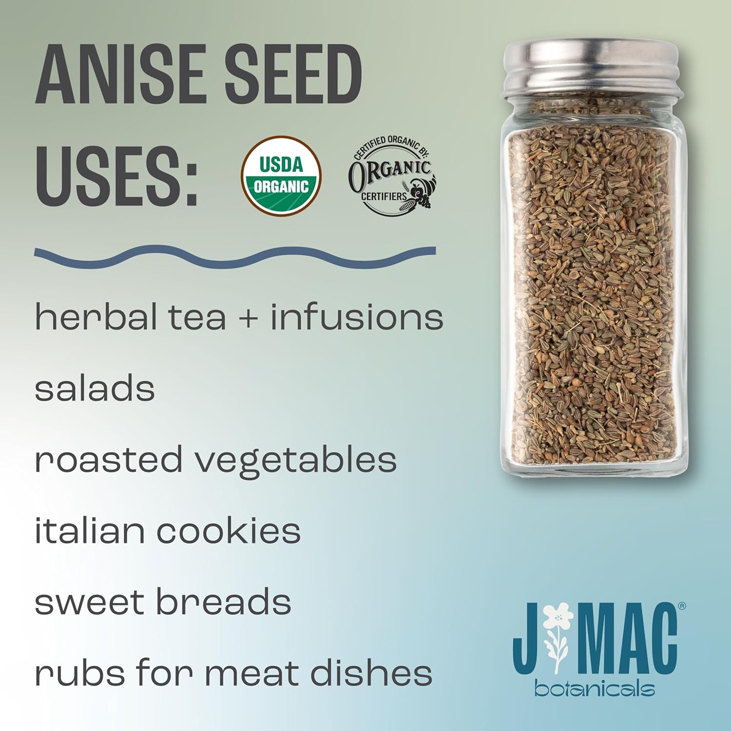 J Mac Botanicals Organic Anise Seeds (32 oz) Certified USDA Organic. Whole aniseed for cookies, tea, powder, or baking