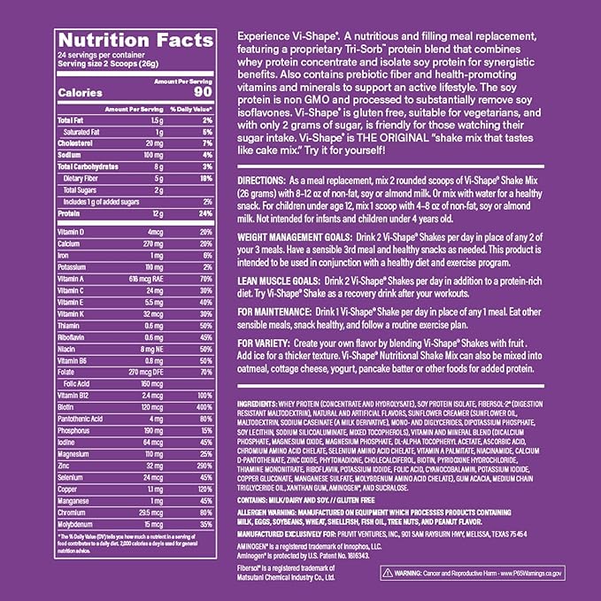 Vi Shape Original Nutritional Shake Mix Sweet Cream Flavor | 22oz (1 Bag, 24 Servings)