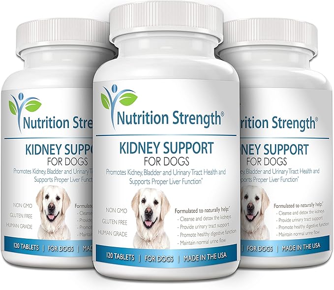 Kidney Support for Dogs - Renal, Bladder and Urinary Tract Health Supplement, Plus Immune and Digestive Support, with Organic Cranberry and Astragalus, 120 Chewable Tablets