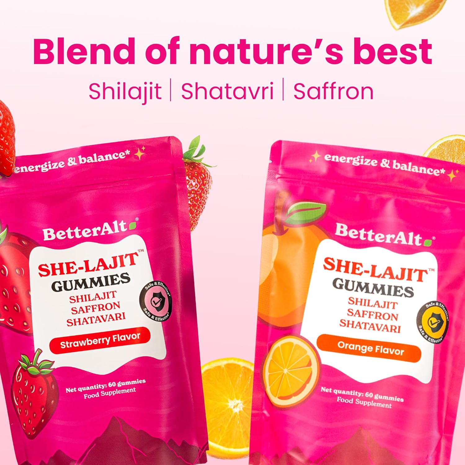 Better Alt SHE-Lajit Gummies for Women |Himalayan Shilajit, Shatavari, Saffron |OBGYN Recommended |Shilajit for Women for Energy & Hormone Balance |Strawberry Flavor|60 Gummies