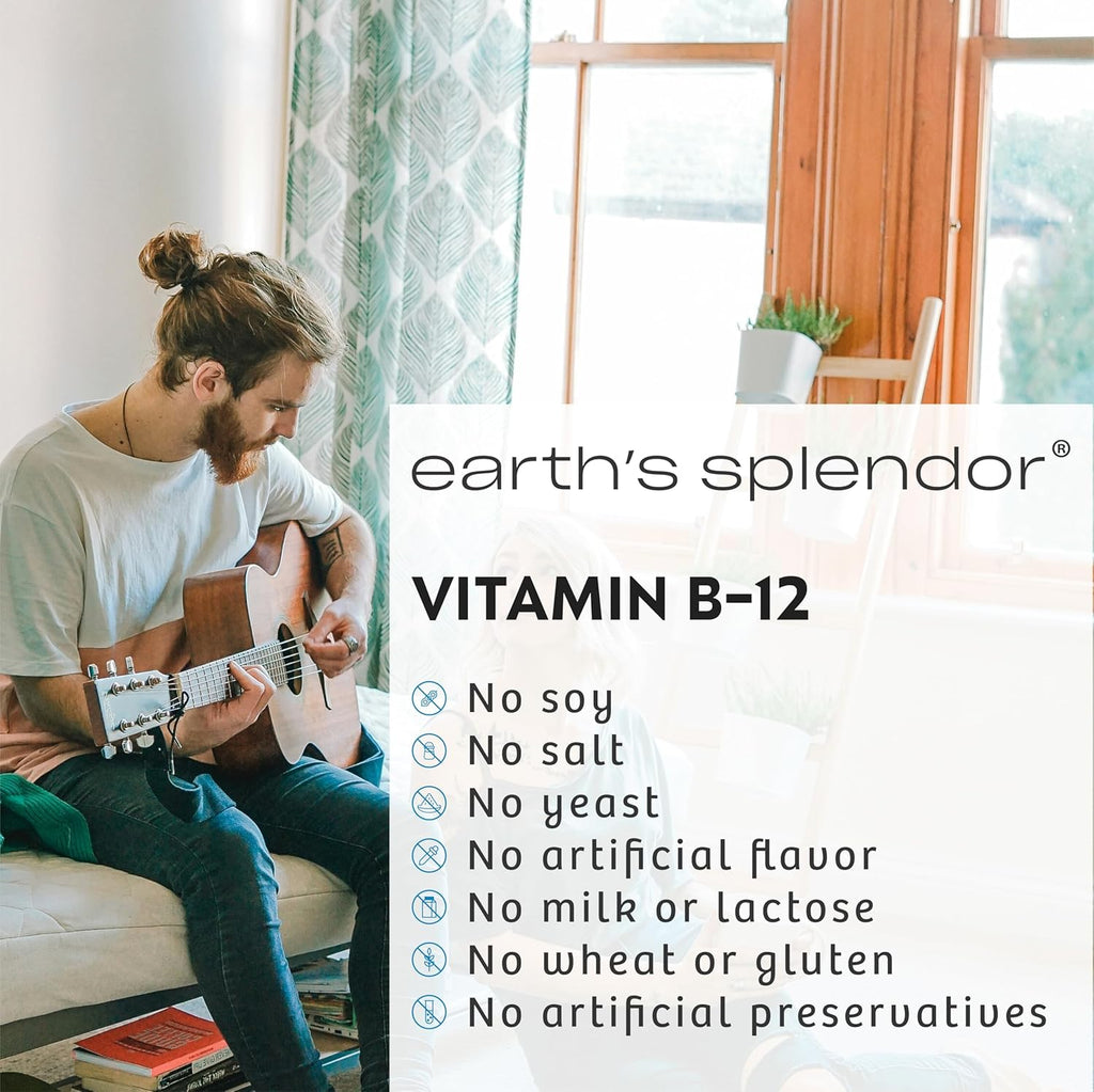 Earth's Splendor Energy Supplements, with Vitamin B12, No Artificial Color or Flavor, Gluten Free, Energy Metabolism Support (1000mcg, 400 Tablets)