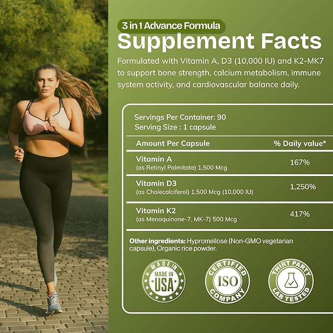 Daily Vites, ADK 10 Vitamin Supplement – 180 Capsules – High Potency Vitamin A, D3 10,000 IU & K2-MK7 – Physician Formulated for Bone, Heart & Immune Support – Non-GMO, Gluten Free (2 Pack)