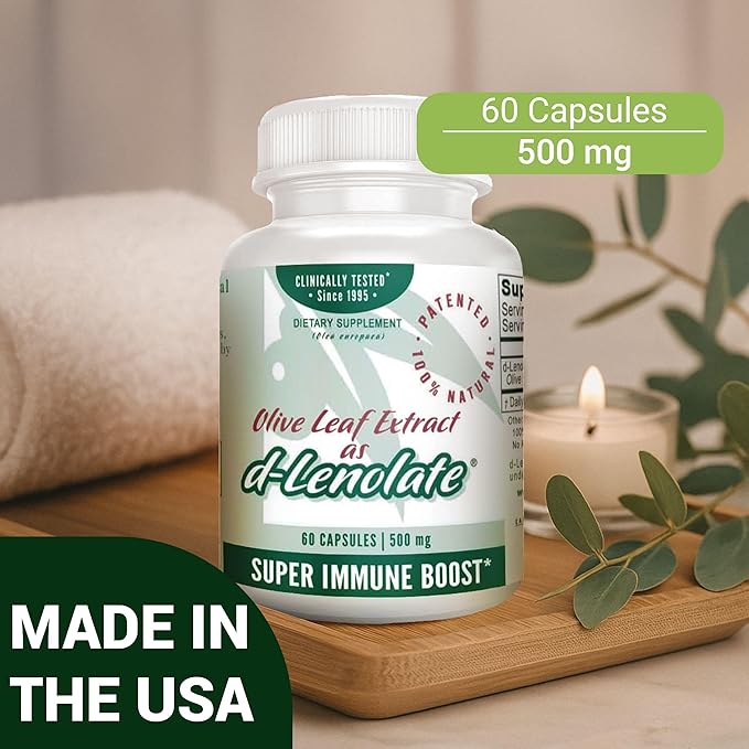 East Park Olive Leaf Extract (OLE) Super Strength d-Lenolate 500mg | 18% or More Oleuropein Immune System Booster | 60 Vegetarian Capsules (Non-GMO)