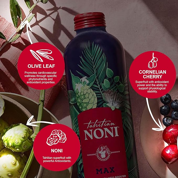 TAHITIAN NONI MAX Wellness Super Fruit Drink | Natural Juice Daily Nutrition Mix for Health Rejuvenation | Noni Juice Organic Morning Complete Daily Wellness Drink 100 fl oz (4-Pack)